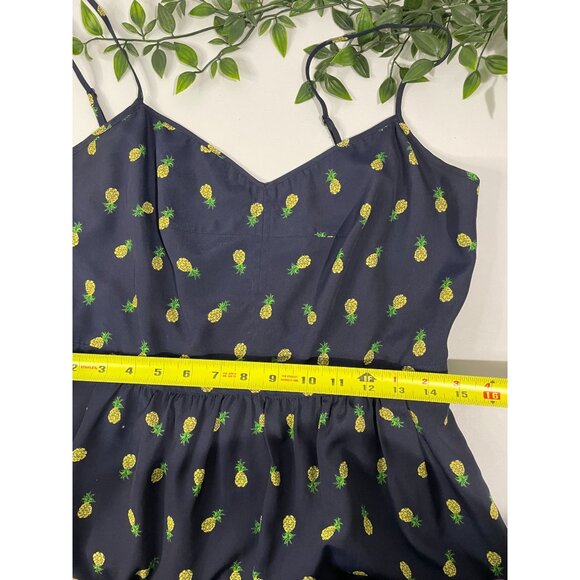 J.Crew Womens Pineapple Print Navy Dress Adjustable Straps Size 10 - Picture 13 of 16